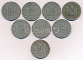 1930. 5P Ag "Horthy jobbra" (8x) T:2-,3 patina Adamo P8