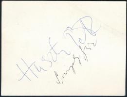 Huszti Péter (1944- ) színész aláírása egy őt ábrázoló fotón, 12x9 cm