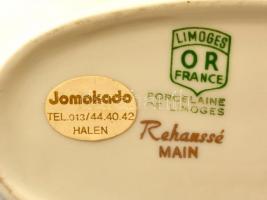 Limoges Roy tálka, részben kézzel festett, jelzett, apró kopásnyomokkal, 17,5×11 cm