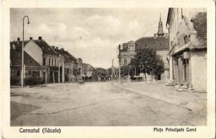 1922 Csernátfalu, Cernat, Cernatu (Négyfalu, Sacele); Piata Principele Carol / Károly herceg tér / square, street view
