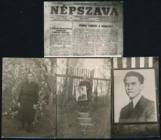 Kulich Gyula (1914-1944),a magyarországi kommunista ifjúsági mozgalom egyik vezetőjével kapcsolatos fotók, 4 db, 9×6 cm
