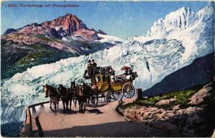 Furkastrasse, Rhonegletscher / Furka Pass, Rhone Glacier, chariot
