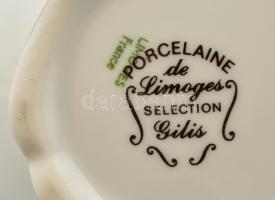 Limoges Gilis cukortartó, részben kézzel festett, jelzett, apró kopásnyomokkal, m: 14 cm