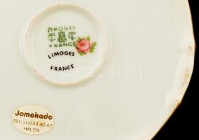 Limoges bonbonier, részben kézzel festett, jelzett, apró kopásnyomokkal, d:14 cm