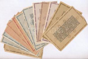 1946. 13db-os vegyes magyar adópengő bankjegy tétel, közte fordított címer T:I--III-