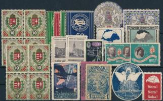 Különleges levélzáró összeállítás 3 stecklapon, összesen 73 db érték, közte sok irredenta