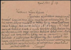 1944 Király Sándor (1910-1994) operaénekes levelezőlapja