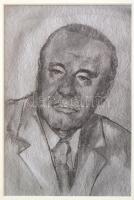 Jelzés nélkül: Kádár János portréja. Ceruza, papír. 20x14 cm. Üvegezett keretben