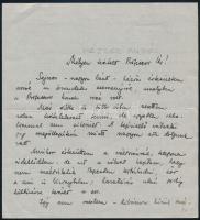 1938 Bp., Dr. Tóth Aurél (1909-1980) geográfus saját kézzel írt levele