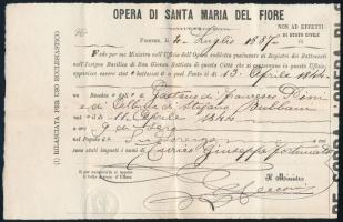 1887 Firenze, Opera di Santa Maria del Fiore által kiállított irat