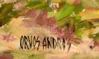 Orvos András (1939-): Gázló. Olaj, farost, jelzett, keretben, 50×60 cm