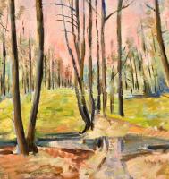 Orvos András (1939-): Gázló. Olaj, farost, jelzett, keretben, 50×60 cm