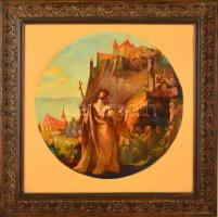 Istokovits Kálmán (1898-1990): Szent Pál. Olaj, karton, jelzett, keretben, d: 39 cm