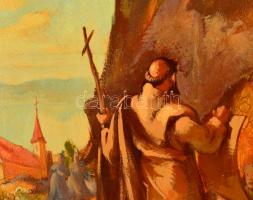 Istokovits Kálmán (1898-1990): Szent Pál. Olaj, karton, jelzett, keretben, d: 39 cm