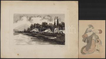 3 db vegyes témájú nyomat, 10×14 és 25×33 cm közötti méretekben