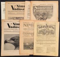 1920-1947 Vegyes vadászati folyóirat tétel, 6 db,  közte a Nimród 5 száma, közte egy szakadozottal, valamint A vadászkutya c. folyóirat I. évf. 3 sz., 1940. július 15. számával.