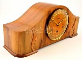 cca 1950 Junghans, Lauffer, 8 napos, ingajáratos asztali óra. Negyedütős, Westminster dallamot játsz...