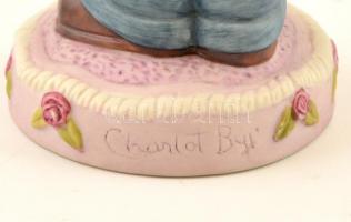 Goebel Charlote illedelmes fiú, kézzel festett biszkvit porcelán, jelzett (Little Sentiments Charlot...