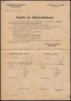 1945 A Fasiszták Által Elhurcoltakat Segítő Bizottság segítségkérő nyomtatványa / űrlapja