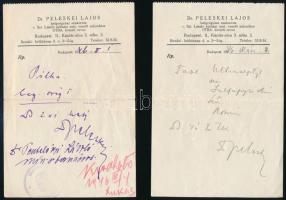 1946 Bp., Dr. Peleskei Lajos belgyógyász által kiállított 2 db recept