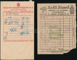 4 db számolócédula (Ardó József, Mauthner Ödön, Mahunka Ferenc, Magyar Magtenyésztési Rt.)