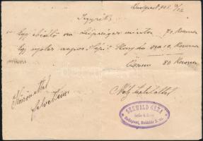 1905 Seewald Géza Órakészítő Budapest Deák Ferenc tér reklámlapja, hátoldalon számlajegyzékkel