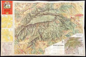 cca 1933 Bükk hegység turista térkép. Kirándulók térképe 7., 1:50000, M. Kir. Állami Térképészet, jó állapotban, 68x89 cm