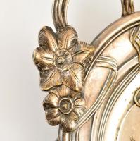 Szecessziós morzsalapát és seprű, ezüstözött alpakka, jelzés nélkül, 25×22 cm, h:33 cm