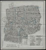 cca 1920 A párizsi Pére Lachaise temető térképe, nevezetes sírokkal, 29×27 cm