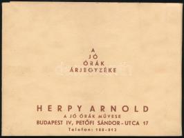 Herpy Arnold a jó órák művese Budapest IV. reklámfüzete