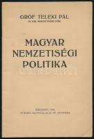 Gróf Teleki Pál: Magyar nemzetiségi politika. Bp., 1940, Stádium. Kiadói papírkötés, jó állapotban.