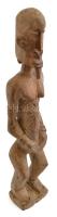 Afrikai bennszülött női figura, faragott fa, jelzés nélkül, repedéssel, m: 38 cm
