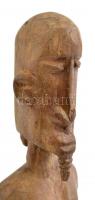 Afrikai bennszülött női figura, faragott fa, jelzés nélkül, repedéssel, m: 38 cm