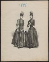 1886 Női divat, fekete-fehér divatképek füzetben