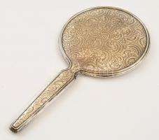 Ezüst (Ag.) borítású kézitükör, jelzett, 25×13 cm, apró hibával, bruttó: 246 g