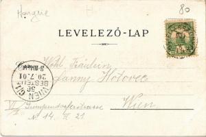 1901 Kiscell, Celldömölk; templom, Gayer üzlete. Kiadja Fischer G. Art Nouveau, floral, litho