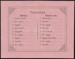 cca 1910-1920 Belépti jegy és táncrend a királyfai zártkörű táncvigalomra, kitöltetlen
