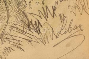 Libay Károly Lajos (1816-1888): Gastein látképe. Ceruza-fedőfehér, papír, jelzett, foltos, üvegezett...