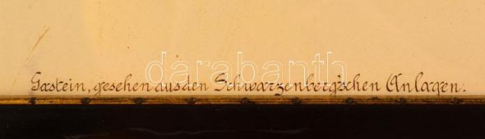 Libay Károly Lajos (1816-1888): Gastein látképe. Ceruza-fedőfehér, papír, jelzett, foltos, üvegezett...