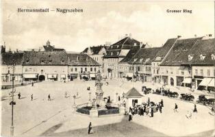 Nagyszeben, Hermannstadt, Sibiu; Nagy tér, gyógyszertár, Kávéház és cukrászda, Demetter üzlete. Kunstanstalt Jos. Drotleff Nr. 6.  / Grosser Ring / square, pharmacy, shops, cafe and confectionery