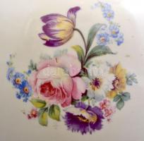 Hollóházi virágmintás porcelán váza, matricás, jelzett, apró kopásnyomokkal, m: 20 cm