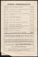 1927 Bartók Béla zeneszerző zongoraestjének műsora, a Zeneművészeti Főiskola nagytermében