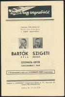 1935 Bartók Béla és Szigeti József szonátaestjének műsora, sok reklámmal