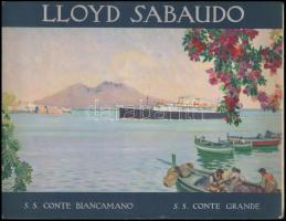 cca 1925 S.S. Conte Grande és S.S. Conte Biancamano hajók (Lloyd Sabaudo) képes prospektusa, angol nyelven, sok képpel