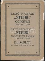 cca 1910-1935 Első Magyar "Steril" Gépgyár Trier és Társa. Árukatalógus, prospektus. Bp.,é...