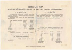 Budapest 1955. "Hatodik Békekölcsön" nyereménykötvénye 100Ft értékben, szárazpecséttel T:I...