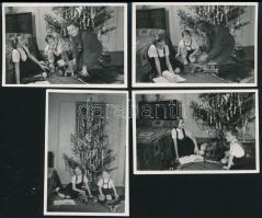 cca 1940 Régi idők karácsonya, 4 db fotó, 6×9 cm
