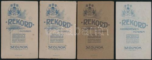 cca 1900 Szolnok, keményhátú fotók a Rekord műteremből, 4 db, 10×6 cm