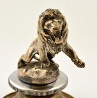 Maurice Roger Marx (1872- 1956): Oroszlán. Peugeot autómárka orrdísz, réz talpazaton, öntött fém ötv...