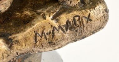 Maurice Roger Marx (1872- 1956): Oroszlán. Peugeot autómárka orrdísz, réz talpazaton, öntött fém ötv...